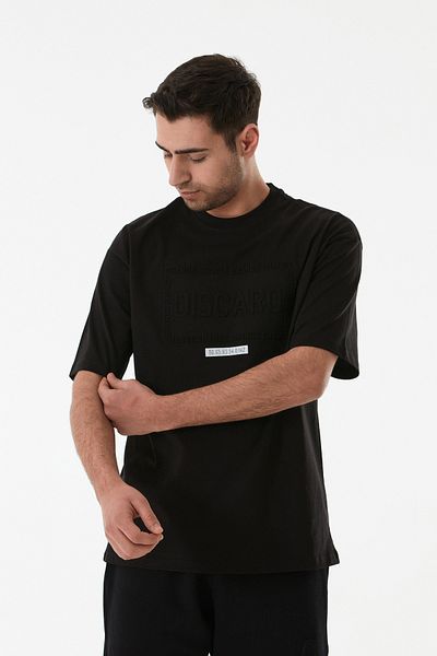 Fulla Moda Σύνθημα ανάγλυφο T-Shirt με λαιμόκοψη