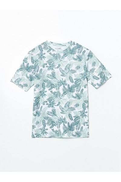 LC Waikiki Ανδρικό μπλουζάκι LCWAIKIKI Classic Crew με μοτίβο από βαμβακερό χτενισμένο βαμβάκι