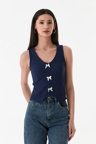 Fulla Moda Ribbed Bow Detailed Bodysuit