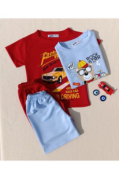 siyalife Set de 2 tricouri și pantaloni scurți pentru băieți