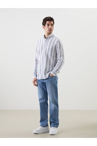 LC Waikiki Ανδρικό ριγέ μακρυμάνικο πουκάμισο LCWAIKIKI Classic Regular Fit