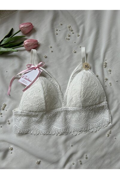 CALMEA Pure Lace - Beyaz Dantelli Balensiz Bralet