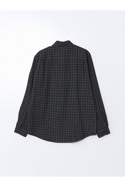 LC Waikiki Gray Regular Fit Long Sleeve Plaid Men's Lumberjack Shirt