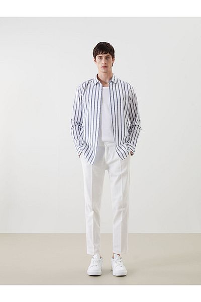 LC Waikiki Lcw Slim Fit Long Sleeve Striped Poplin Men's Shirt