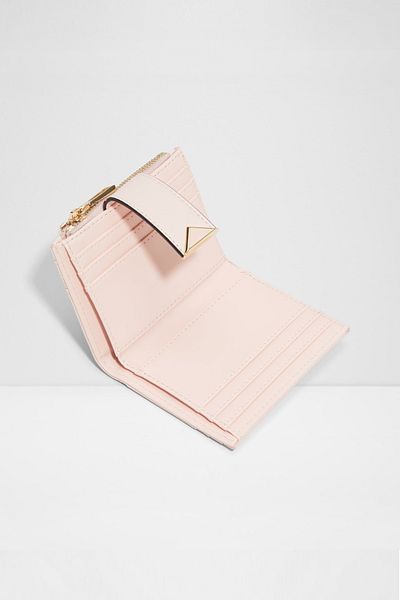 Aldo Ziras - Women's Faux Leather Pink Top Zipper Closure Wallet