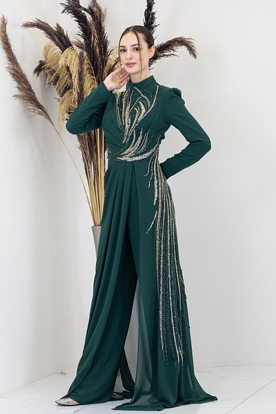 Surikka Marbling Jumpsuit with Applique Embroidery on the Front