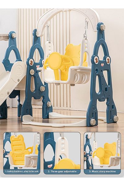 Ma Baby 3 in 1 Toddler Swing and Slide Set, Climber, Basketball Hoop and Slide for Boys and Girls