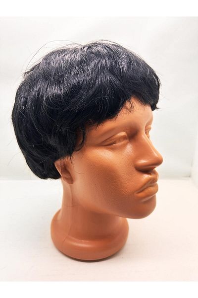 kapsulavm Black Color Short Cut Lined Men's Wig