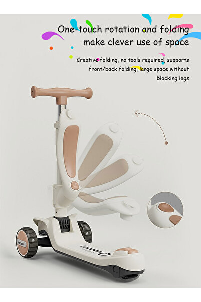 Ma Baby 3-in-1 Kids Kick Scooter with Light up Wheels, for 1-12 years Boys and Girls