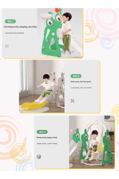 Ma Baby 3 in 1 Toddler Swing and Slide Set, Climber, Basketball Hoop and Slide for Boys and Girls