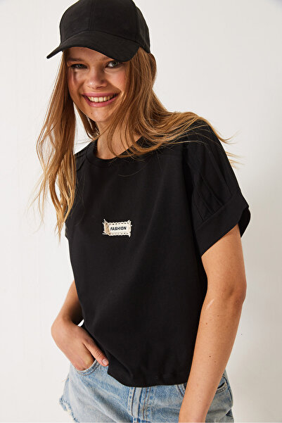 Bianco Lucci Dámské základní tričko s žebrovaným prošíváním s nízkým rukávem 60602022