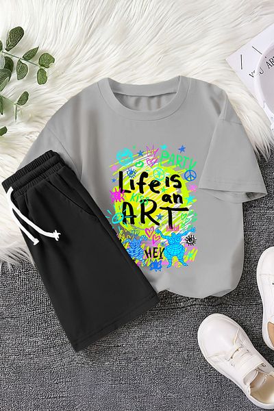 MYADA Premium Life Is an Art Printed 2-Piece Children's Set 22443