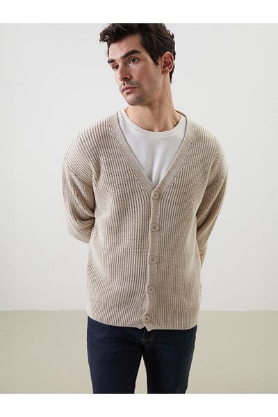 LC Waikiki Xside Standard Fit V-Neck Men's Knitwear Cardigan
