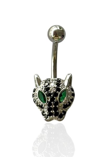 TAKIŞTIR Silver Color Tiger Figured Surgical Steel Belly Piercing