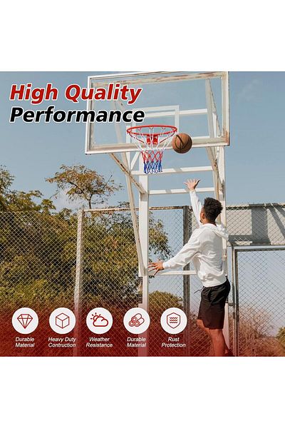 fulina Basketball Rim Replacement Set, 45x45x2cm,Sturdy Structure,Anti-Whip Basketball Net,for ourdoor