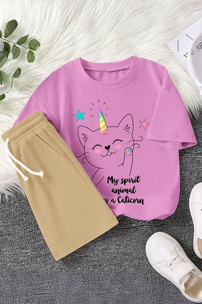 MYADA Premium Caticorn Animal Printed 2-Piece Children's Set 22436