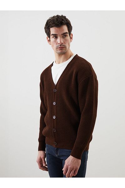 LC Waikiki Standard Mold V-Neck Men's Knitwear Cardigan