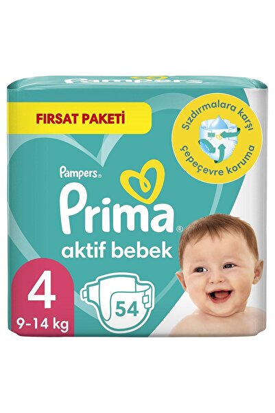 Prima Aktif Bebek Bebek Bezi 4 Beden 54'lü Fırsat Paketi