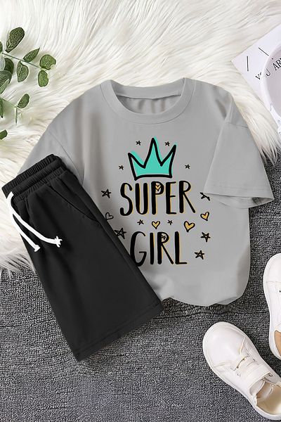 MYADA Premium Super Girl Printed 2-Piece Children's Set 22437-3
