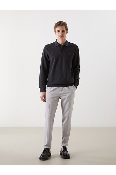 LC Waikiki Lcw Polo Neck Long Sleeve Men's Textured Sweatshirt Fast Fashion