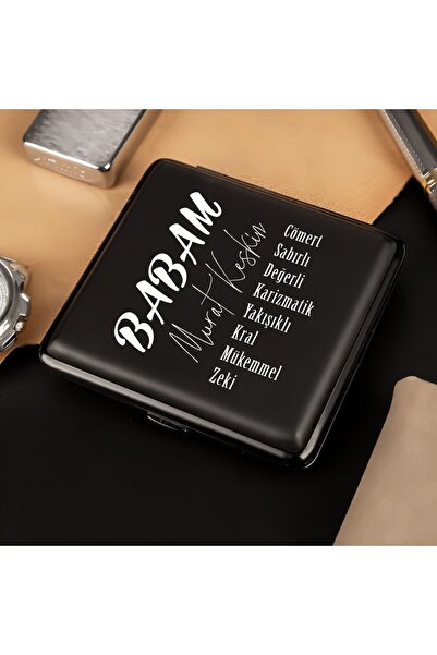 Hediyesepeti Babaya Hediye Kişiye Özel Sigara Tabakası 9,5 Cm X 8 Cm