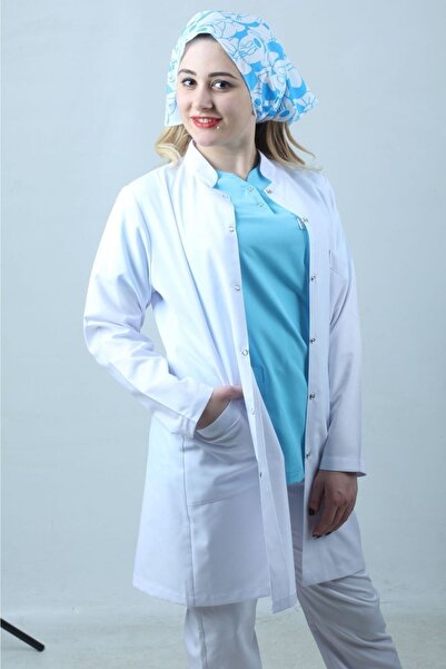 Özelsa Women's Judge Collar Long Sleeve Long Size White Doctor Coat, Nurse, P...