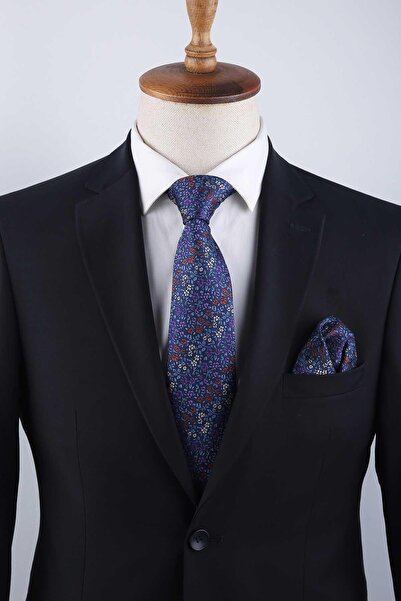 Kravatkolik Синій краватка з квітковим візерунком KK13158