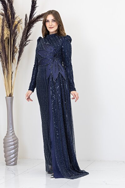 PİENNAR Вечірня сукня Bergüzar з квітковою деталлю