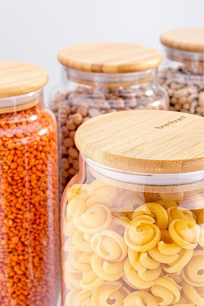 Bambum Zone - 3-Piece Glass Storage Container 1300ml Vacuum Bamboo Lid