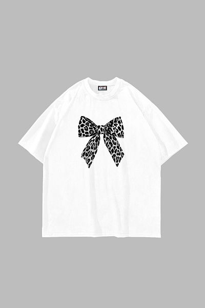 Sekizbiraltı Λευκό μπλουζάκι με στάμπα Leopard V2 Unisex Oversize