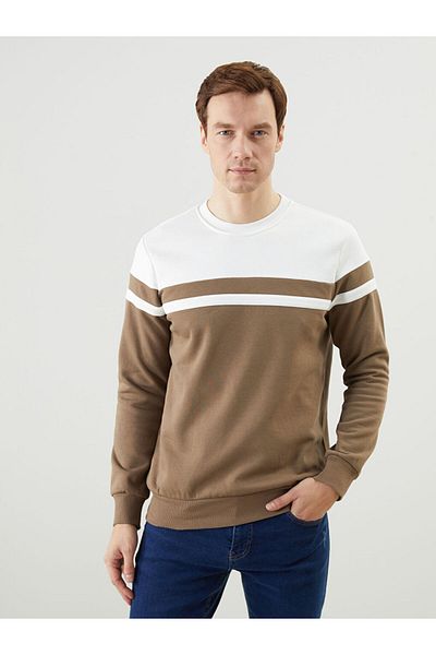 LC Waikiki Crew Neck Long Sleeve Color Block Men's Sweatshirt