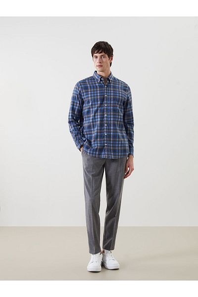 LC Waikiki Regular Fit Long Sleeve Plaid Dobby Men's Shirt