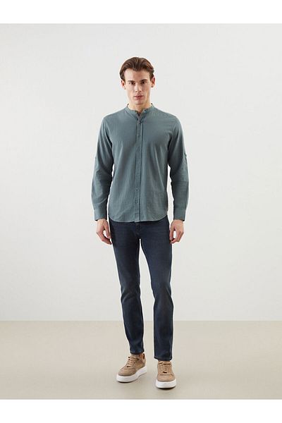 LC Waikiki New Season Regular Fit Krinkle Drawstring Men's Shirt - S57317Z8