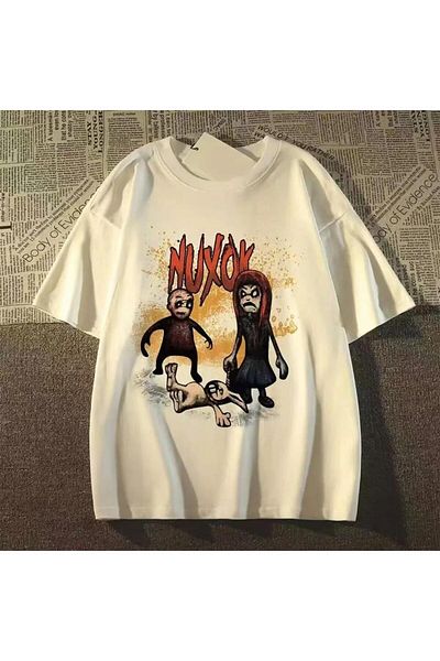Touz Moda Tricou oversize cu imprimeu Nuxok alb