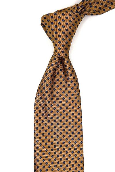 Kravatkolik Classic Tie with Yellow Small Pattern Handkerchief Kk13140