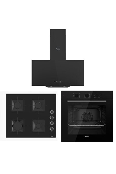 Ferre Siyah Set ( D086 Siyah Davlumbaz-SS205 Siyah Ocak- QBL62CS Fırın)