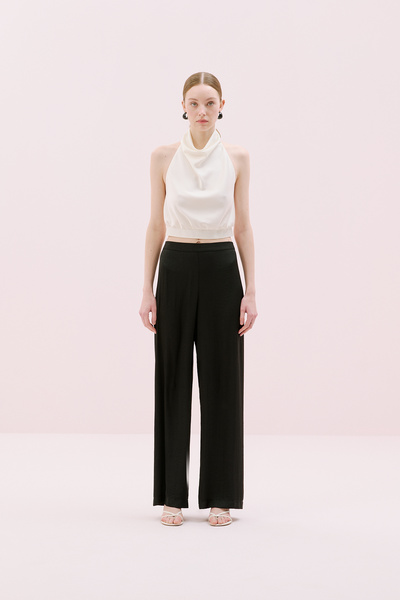 Roman Geniş Paça Saten Pantolon Siyah Y2512022_001