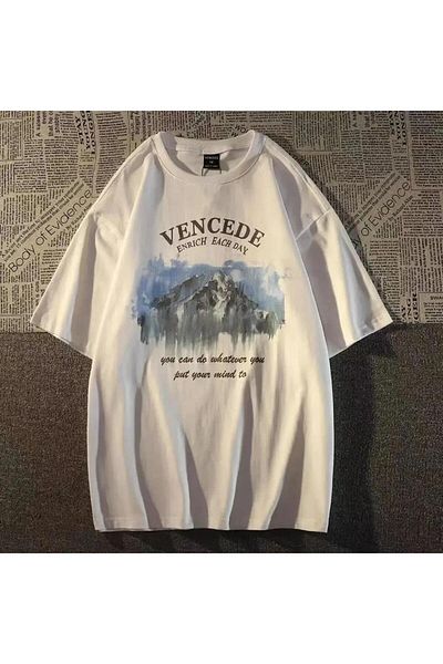 Touz Moda Tricou oversize cu imprimeu Vencede alb