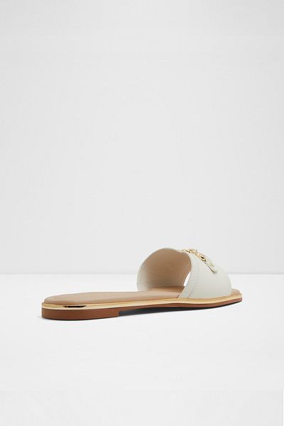 Aldo Alamassi - Women's Faux Leather Light White Flat Slippers
