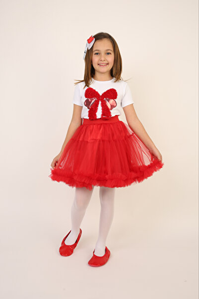 Dıgıl Kids Girl's April 23 Show Outfit Red Ribbon Suit