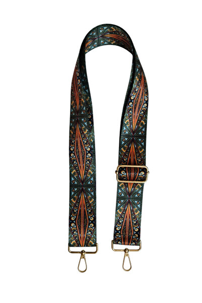 Gloria GOLD METAL Πολυεστερική κολόνα Ρυθμιζόμενη λαβή τσάντας Λουράκι τηλεφώνου (120 CM)/ πράσινο αρχαίο σχέδιο Μοτίβο