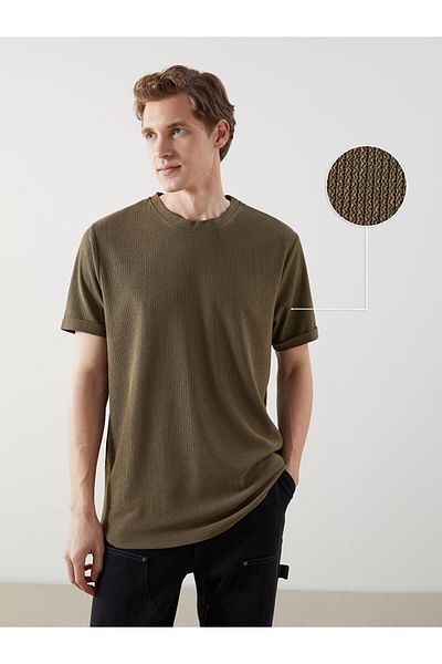 LC Waikiki Xside Crew Neck Short Sleeve Men's Textured T-Shirt