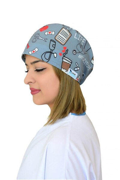 Nur Ortopedi Unisex Nurse Life Desenli Cerrahi Bone Doktor Hemşire Saç Bone