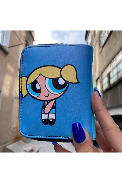 Köstebek Portofel scurt Blue Double Color Powerpuff Girls Bubbles