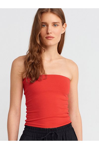 Dilvin 20659 Crop Top-Red