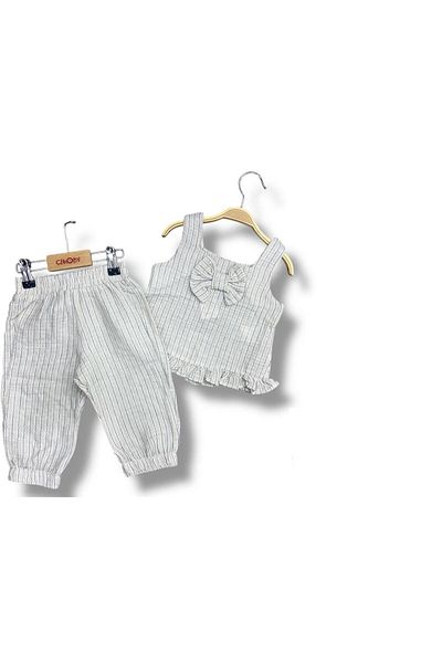 Çikoby Baby Girl Blouse + Trousers Set - Bow Ck50563