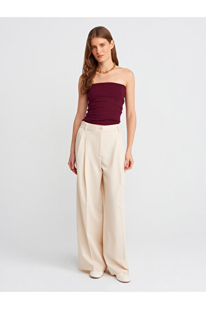 Dilvin 20659 Crop Top-Burgundy