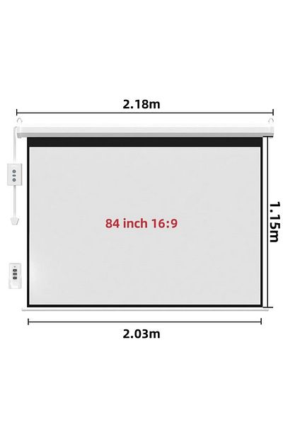 FlashHawk 84 Inch 16:9 Wall Mount Electric Projector Screen - Motorized Projection Curtain with Remote Control
