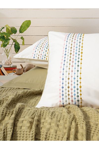 Cotton Box Aura Single Pique Set - Pebble Mustard