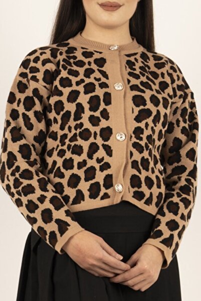 İKLİM LİFE Къса жилетка с леопардов принт